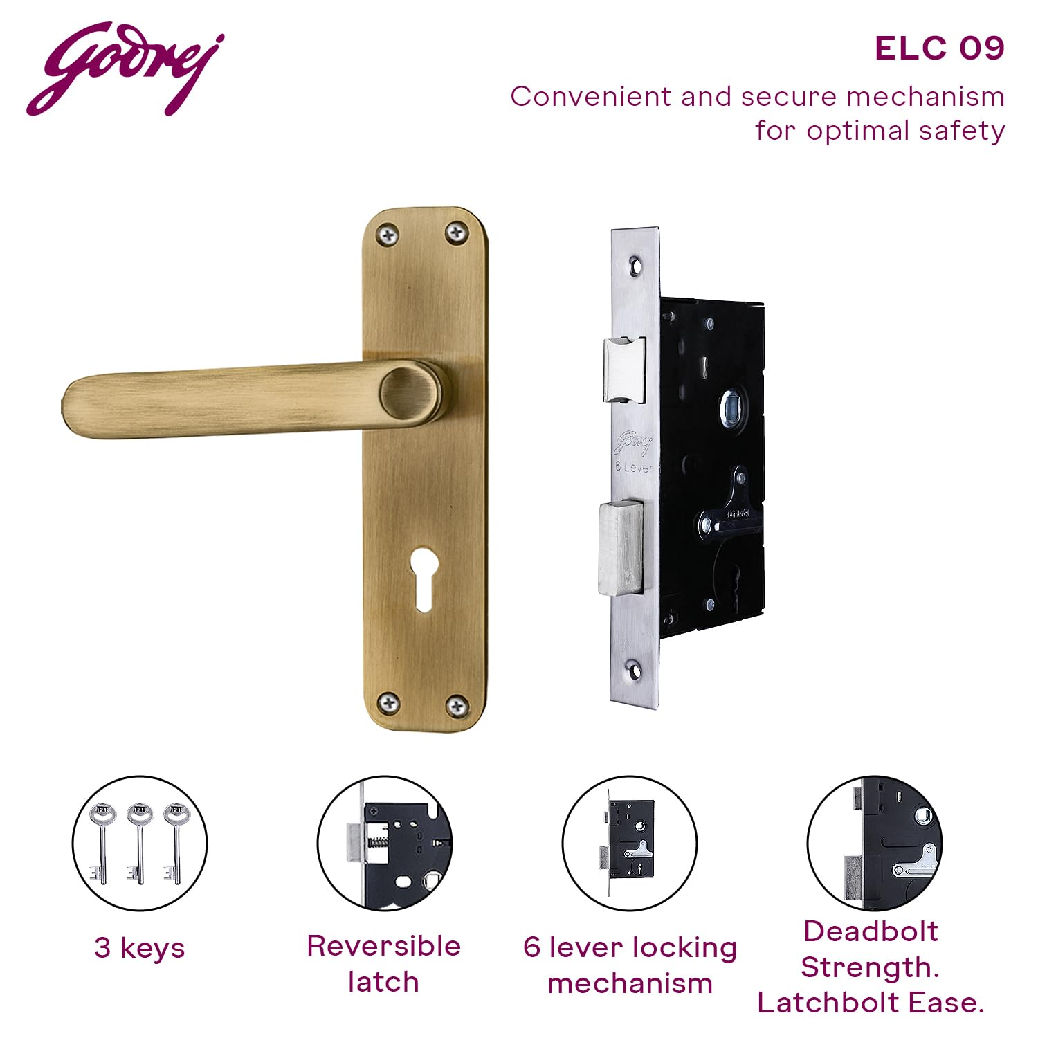 Godrej Mortise Door Lock | Handle Set